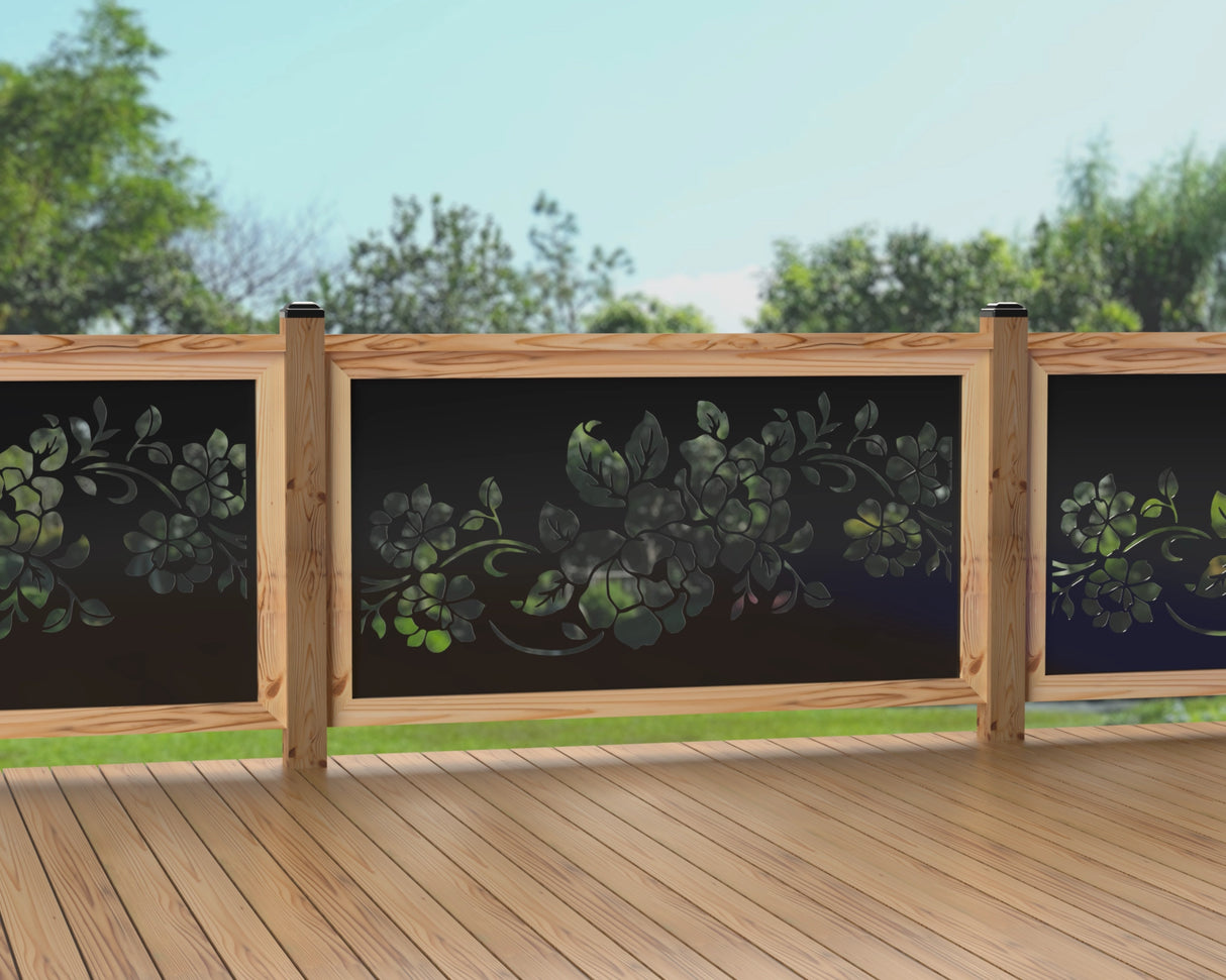 60"x30" - Floral Design Fence/Gate Panel Insert - Madison Iron and Wood