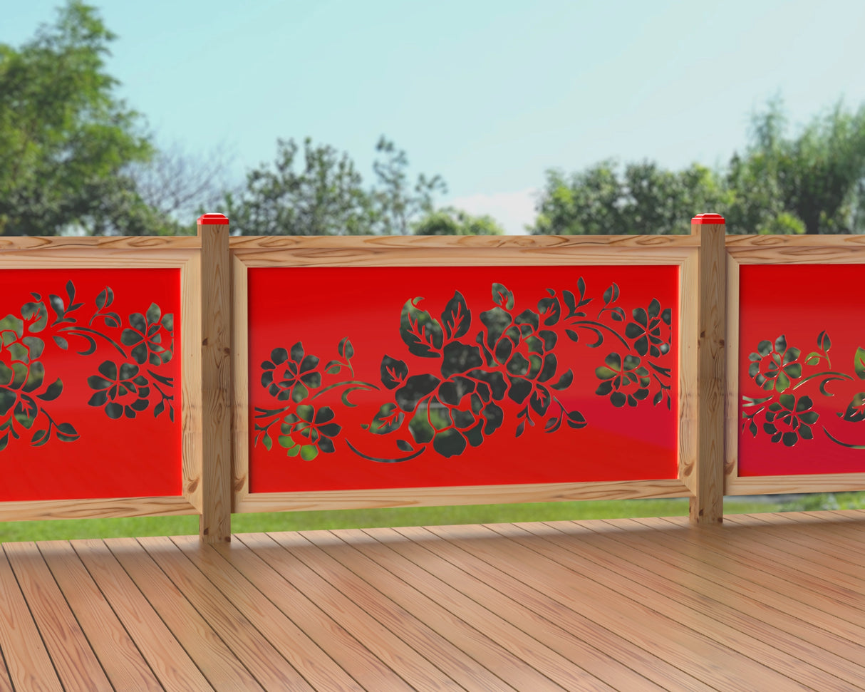 60"x30" - Floral Design Fence/Gate Panel Insert - Madison Iron and Wood