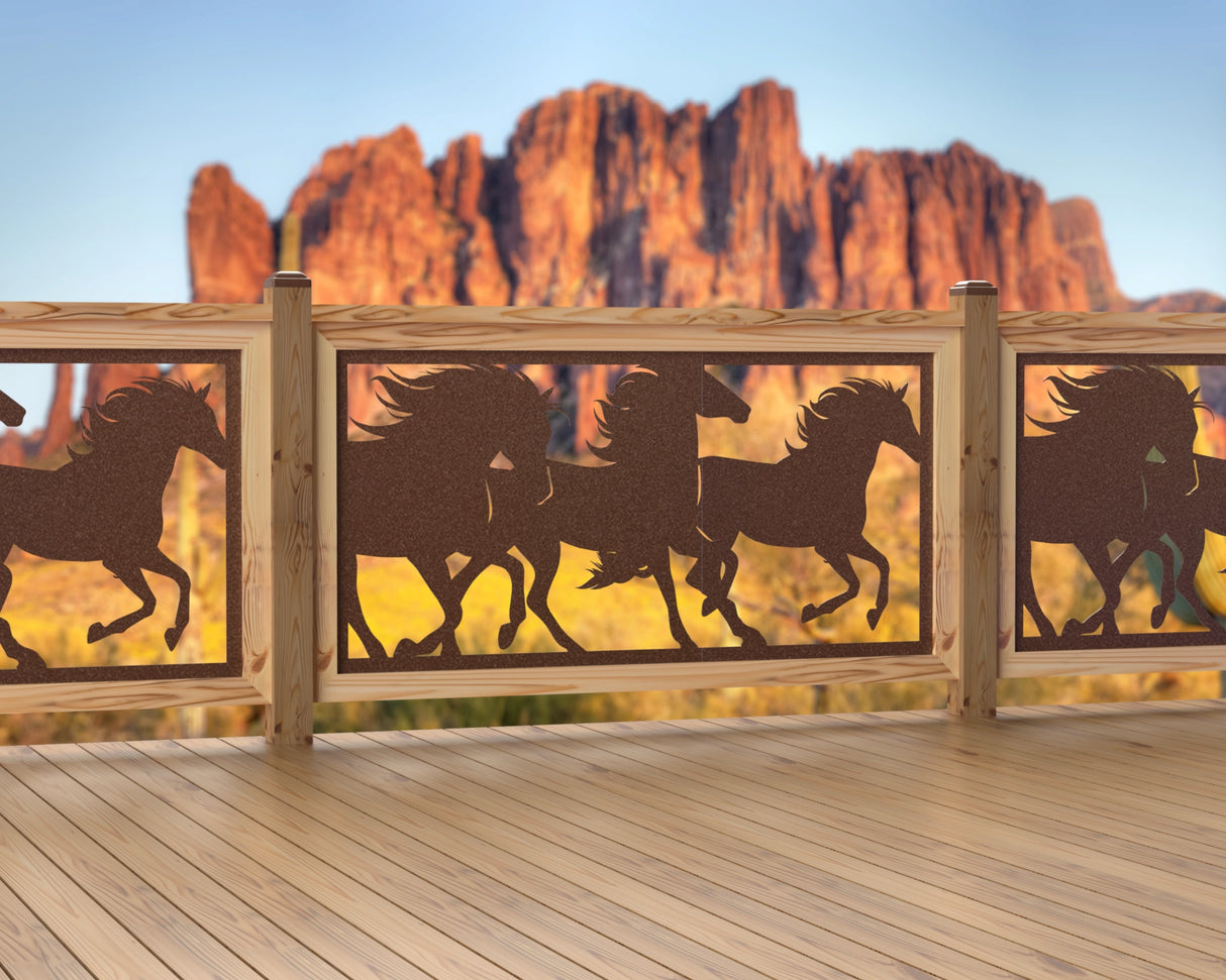 60"x30" - Horses Running Fence/Gate Panel Insert - Madison Iron and Wood