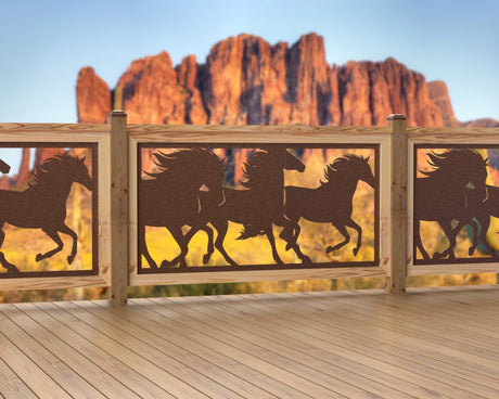 60"x30" - Horses Running Fence/Gate Panel Insert - Madison Iron and Wood