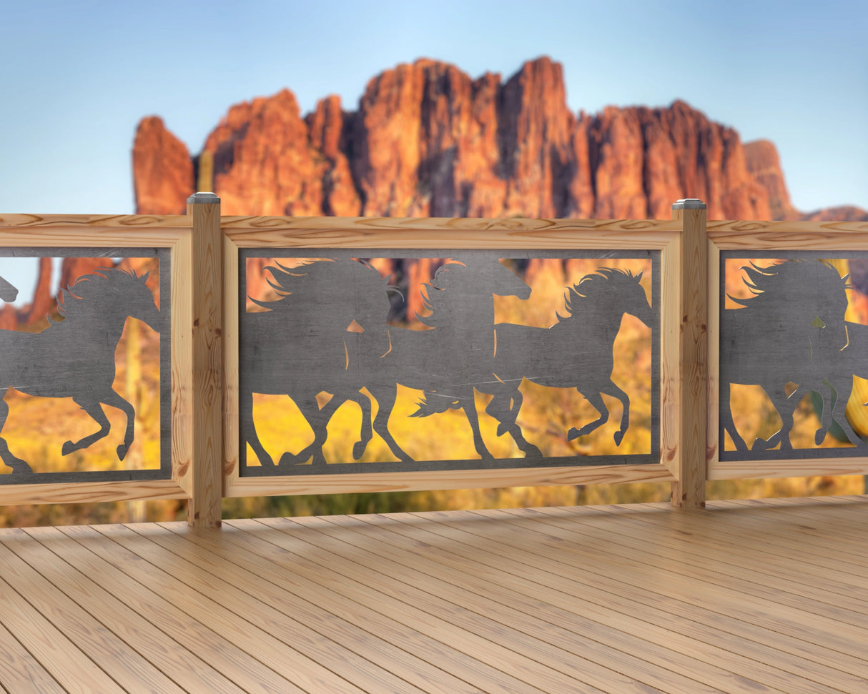 60"x30" - Horses Running Fence/Gate Panel Insert - Madison Iron and Wood