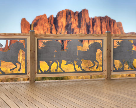 60"x30" - Horses Running Fence/Gate Panel Insert - Madison Iron and Wood