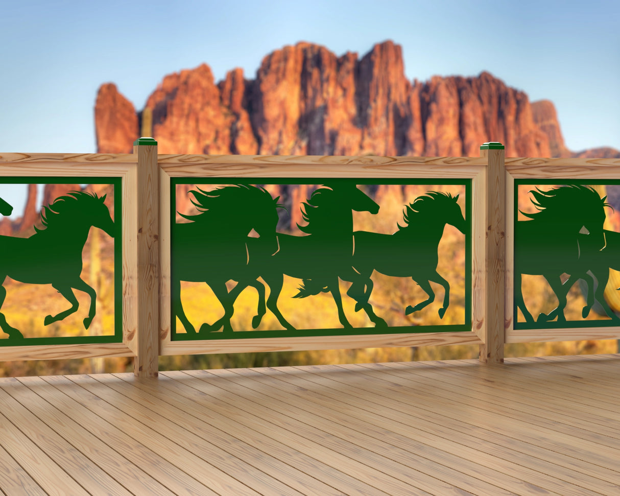 60"x30" - Horses Running Fence/Gate Panel Insert - Madison Iron and Wood