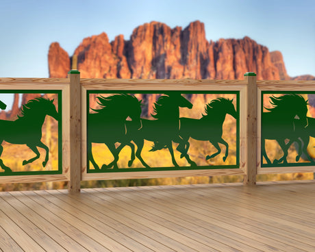 60"x30" - Horses Running Fence/Gate Panel Insert - Madison Iron and Wood