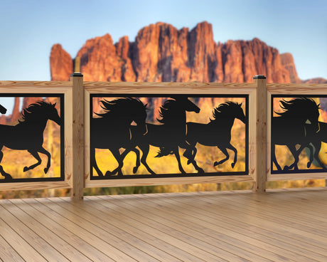 60"x30" - Horses Running Fence/Gate Panel Insert - Madison Iron and Wood