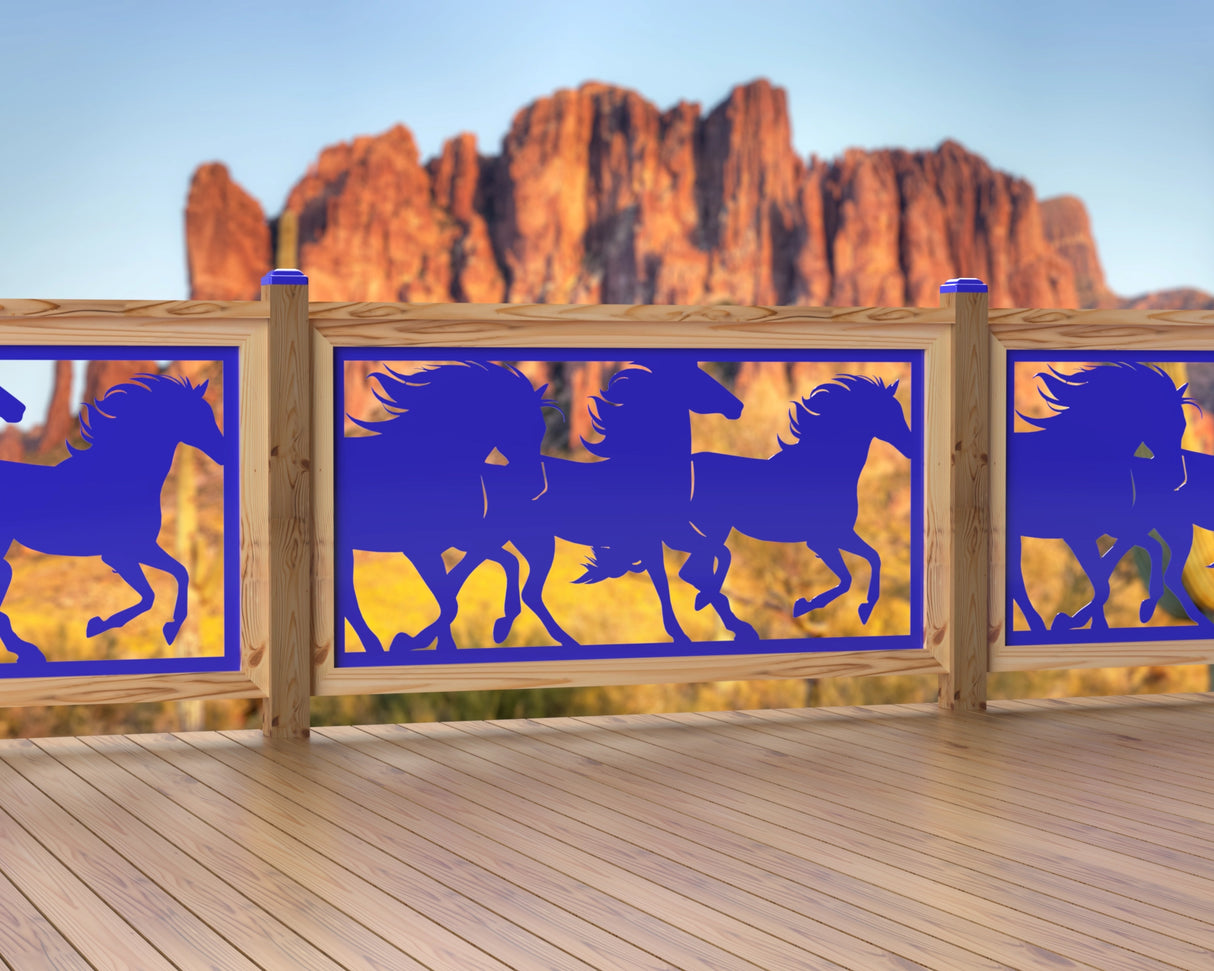 60"x30" - Horses Running Fence/Gate Panel Insert - Madison Iron and Wood