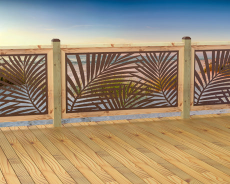 60"x30" - Palm Leaf Pattern Fence/Gate Panel Insert - Madison Iron and Wood