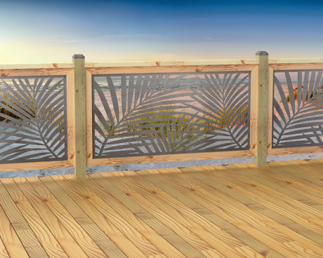60"x30" - Palm Leaf Pattern Fence/Gate Panel Insert - Madison Iron and Wood