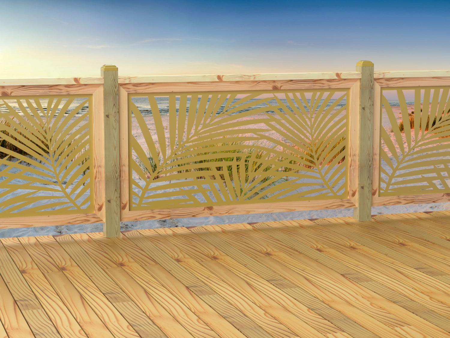 60"x30" - Palm Leaf Pattern Fence/Gate Panel Insert - Madison Iron and Wood