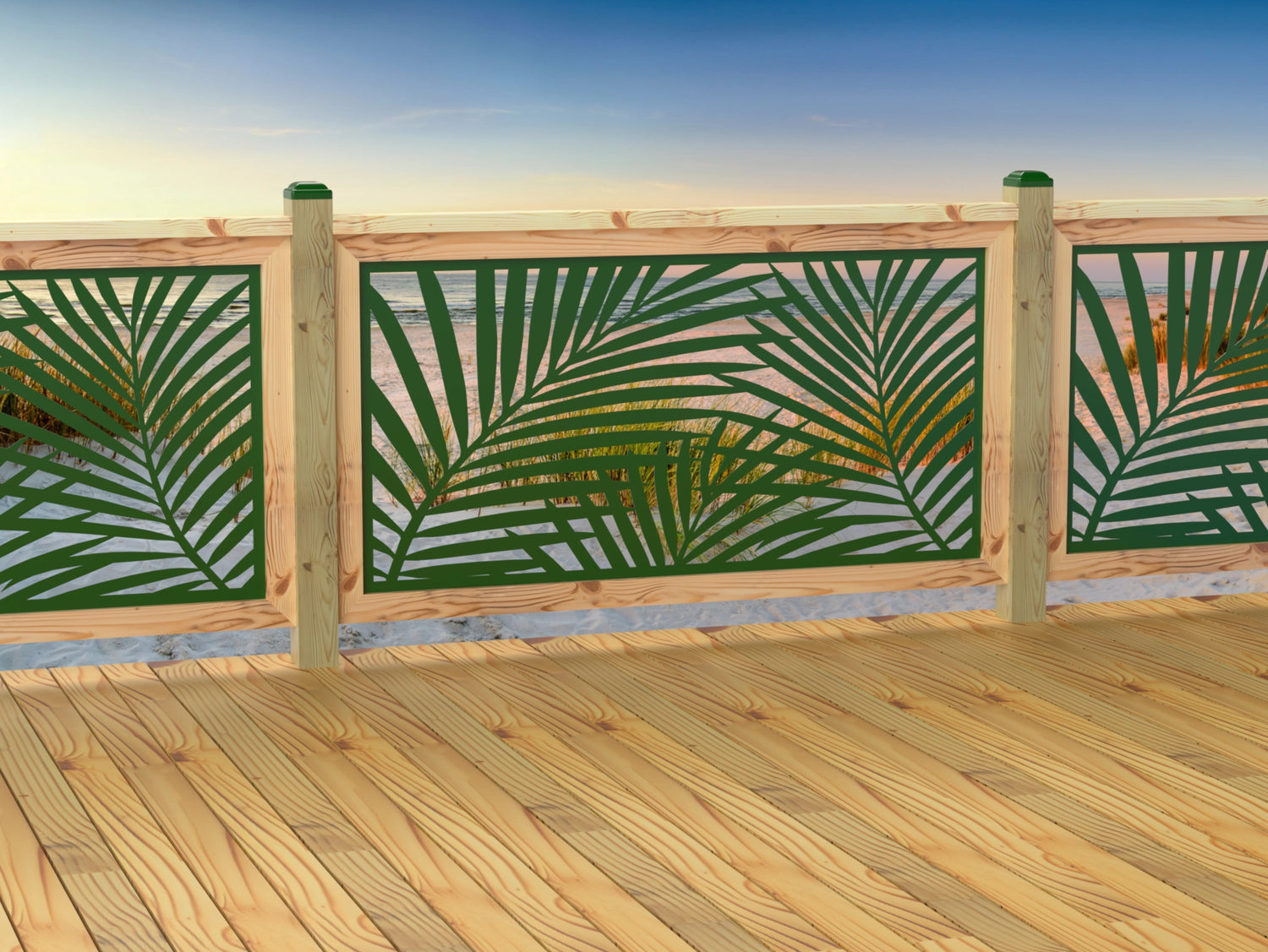 60"x30" - Palm Leaf Pattern Fence/Gate Panel Insert - Madison Iron and Wood