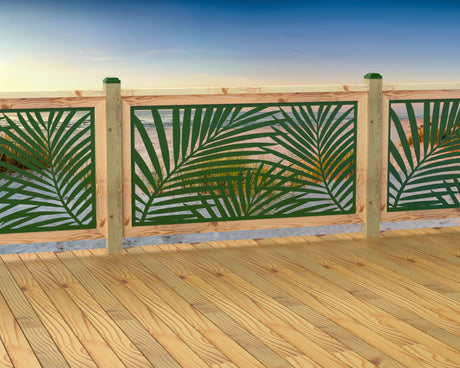 60"x30" - Palm Leaf Pattern Fence/Gate Panel Insert - Madison Iron and Wood