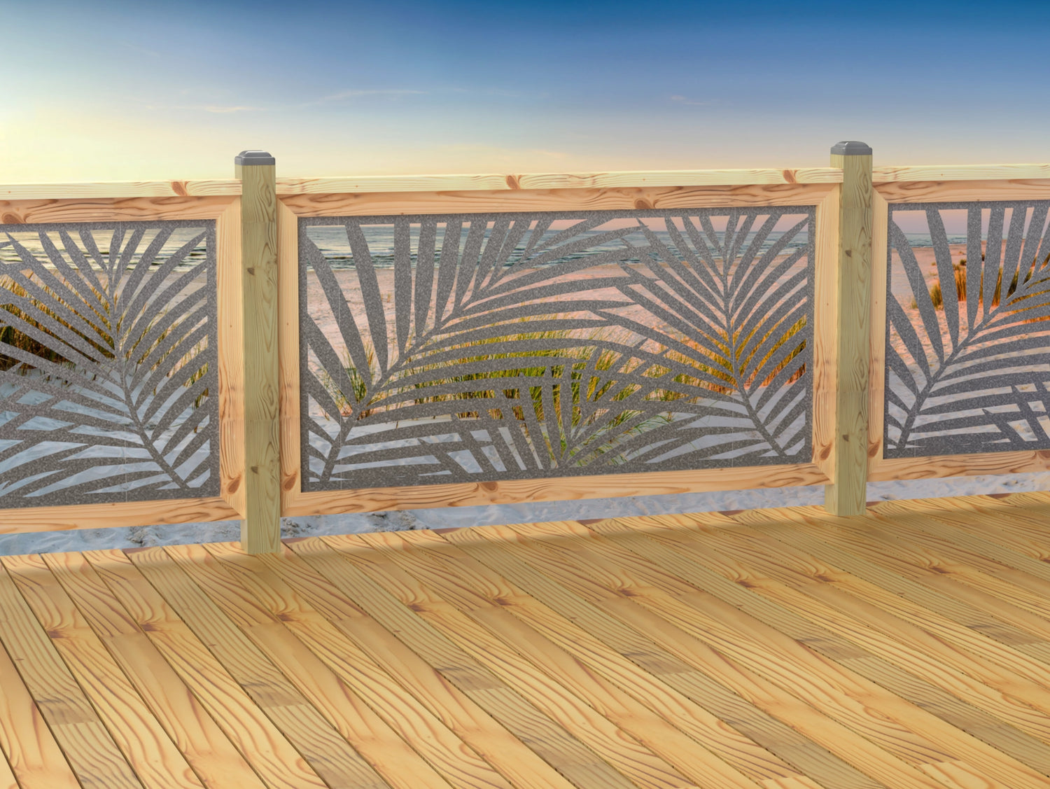 60"x30" - Palm Leaf Pattern Fence/Gate Panel Insert - Madison Iron and Wood