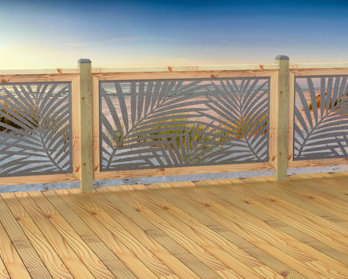 60"x30" - Palm Leaf Pattern Fence/Gate Panel Insert - Madison Iron and Wood