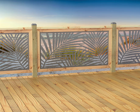 60"x30" - Palm Leaf Pattern Fence/Gate Panel Insert - Madison Iron and Wood