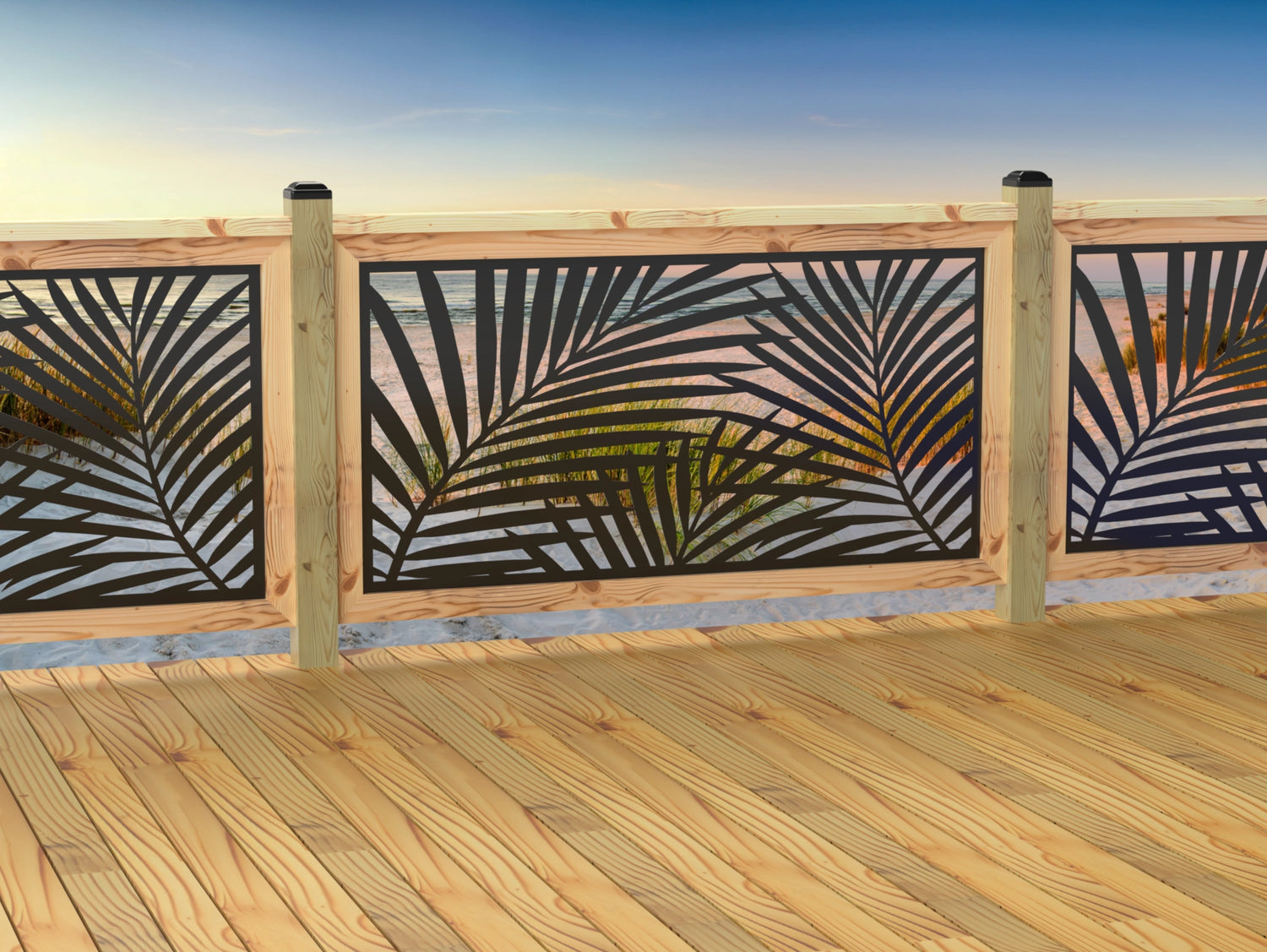 60"x30" - Palm Leaf Pattern Fence/Gate Panel Insert - Madison Iron and Wood