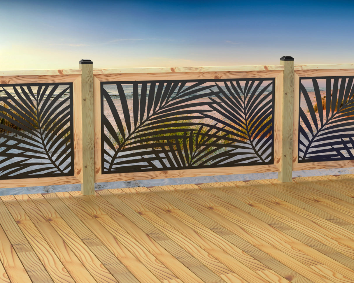 60"x30" - Palm Leaf Pattern Fence/Gate Panel Insert - Madison Iron and Wood