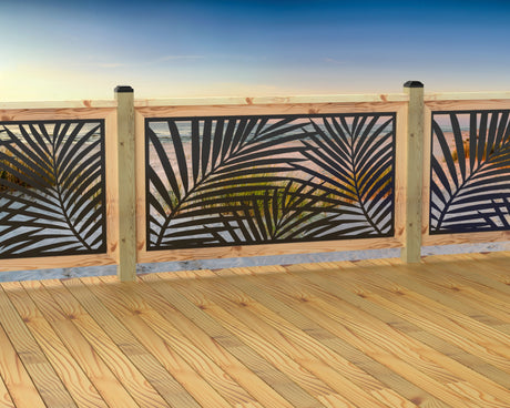 60"x30" - Palm Leaf Pattern Fence/Gate Panel Insert - Madison Iron and Wood