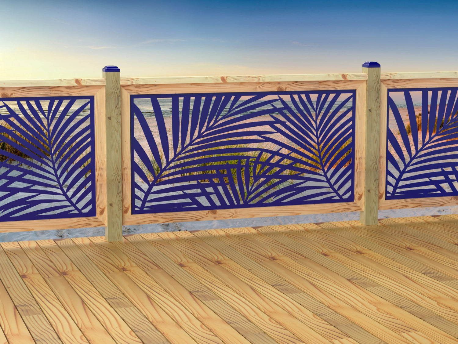 60"x30" - Palm Leaf Pattern Fence/Gate Panel Insert - Madison Iron and Wood