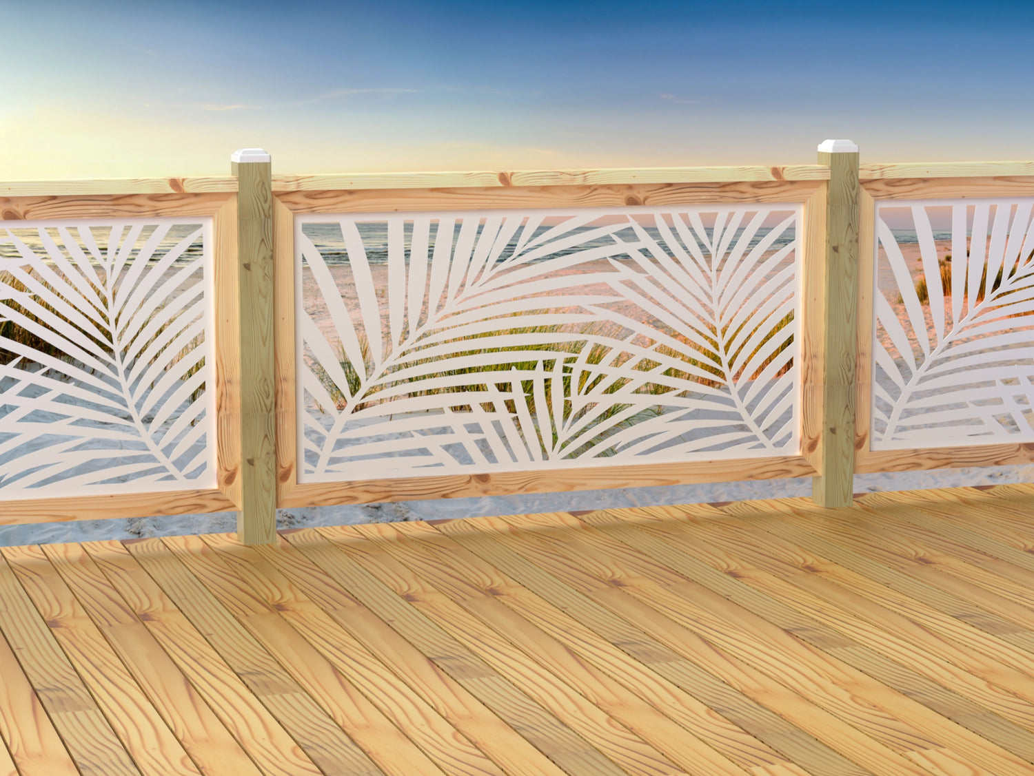 60"x30" - Palm Leaf Pattern Fence/Gate Panel Insert - Madison Iron and Wood