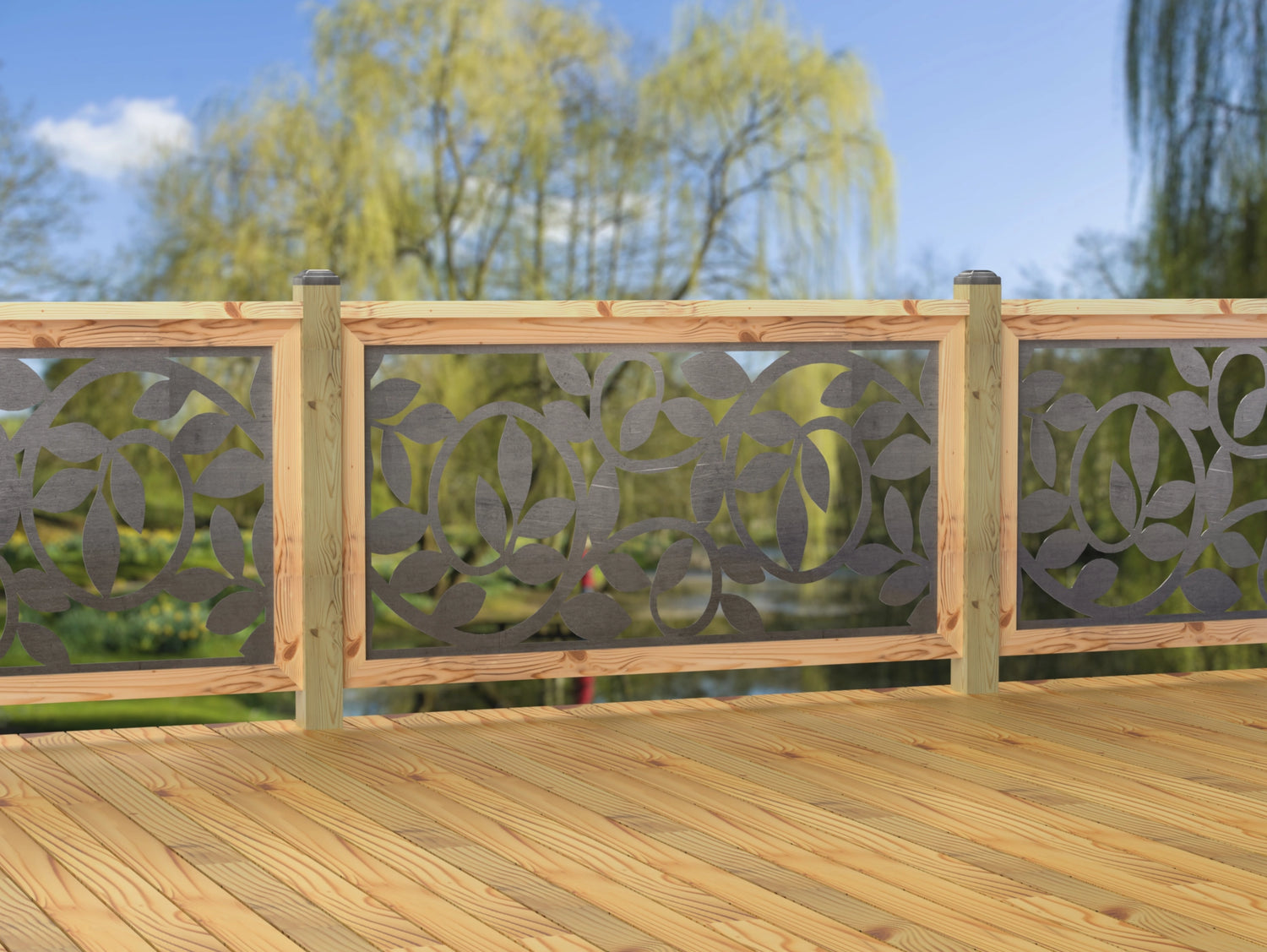 60"x30" - Vine Pattern Fence/Gate Panel Insert - Madison Iron and Wood