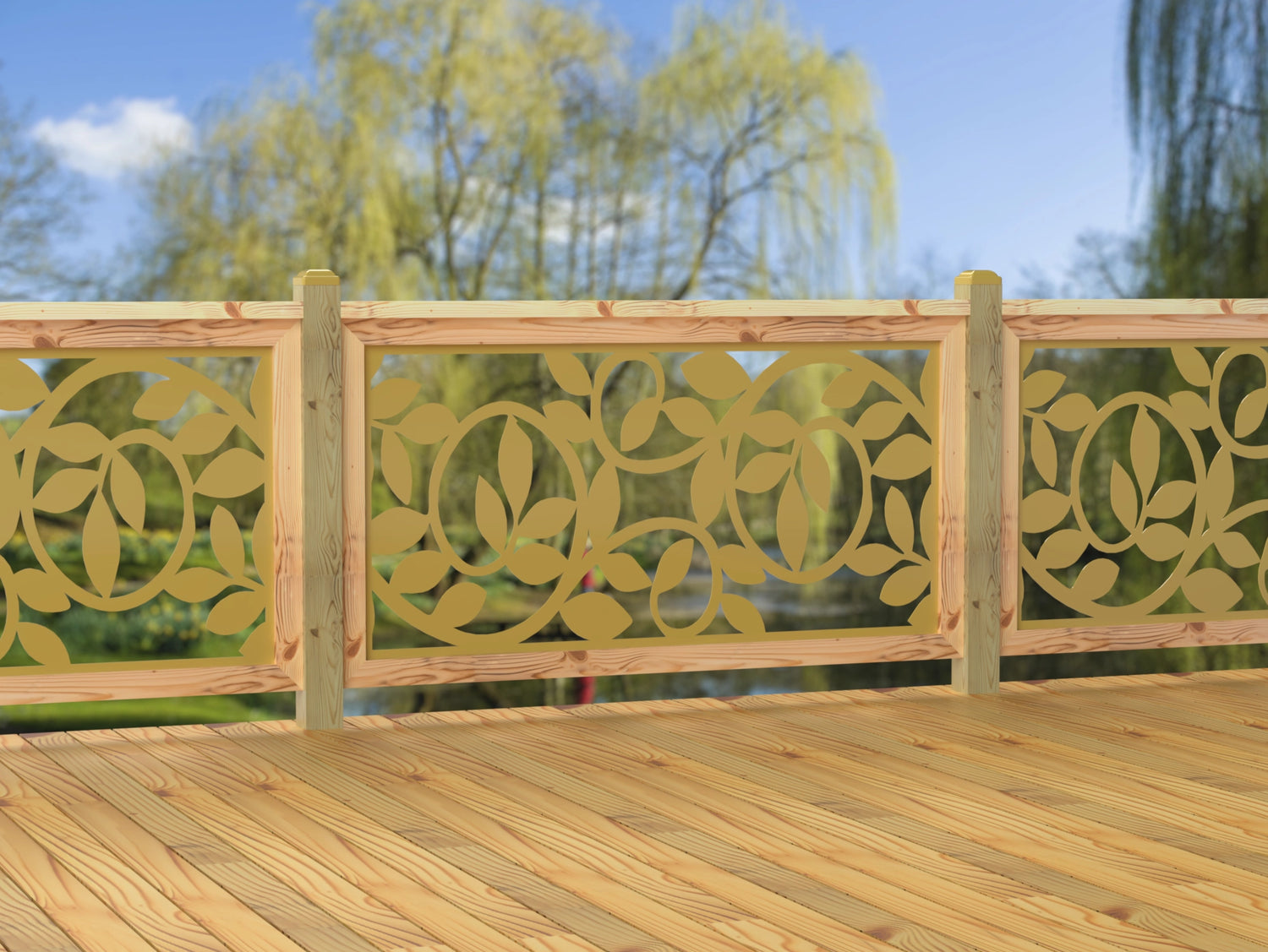 60"x30" - Vine Pattern Fence/Gate Panel Insert - Madison Iron and Wood