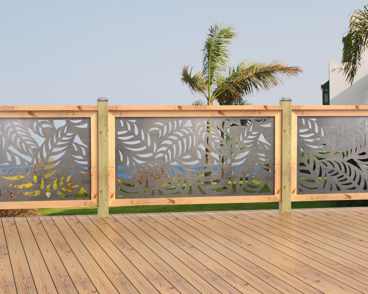 60"x30" - Budding Palm Leaf Pattern Fence/Gate Panel Insert - Madison Iron and Wood
