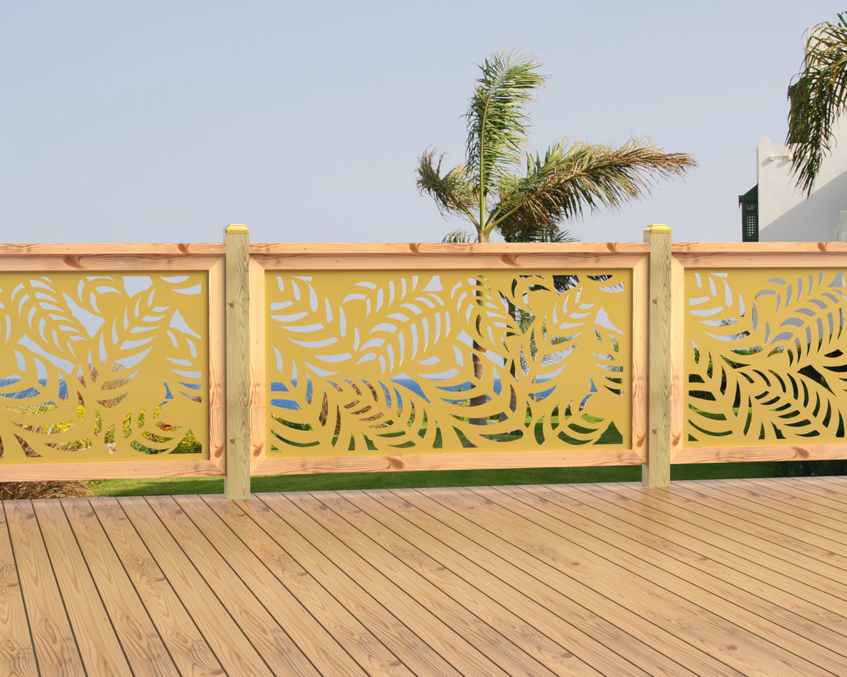 60"x30" - Budding Palm Leaf Pattern Fence/Gate Panel Insert - Madison Iron and Wood