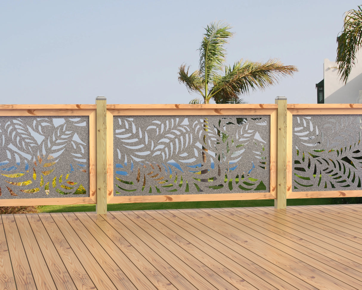 60"x30" - Budding Palm Leaf Pattern Fence/Gate Panel Insert - Madison Iron and Wood