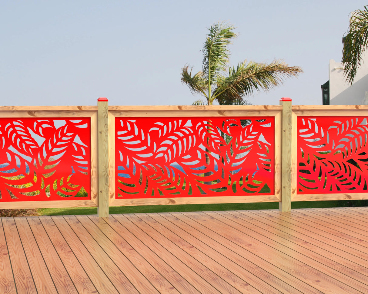 60"x30" - Budding Palm Leaf Pattern Fence/Gate Panel Insert - Madison Iron and Wood