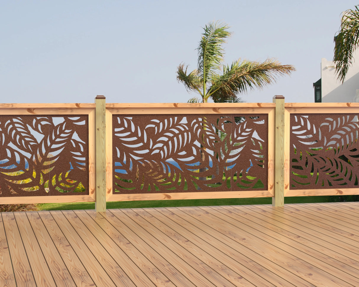 60"x30" - Budding Palm Leaf Pattern Fence/Gate Panel Insert - Madison Iron and Wood