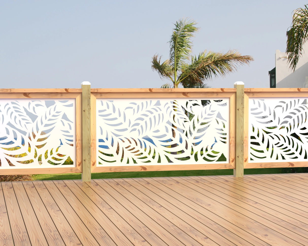 60"x30" - Budding Palm Leaf Pattern Fence/Gate Panel Insert - Madison Iron and Wood
