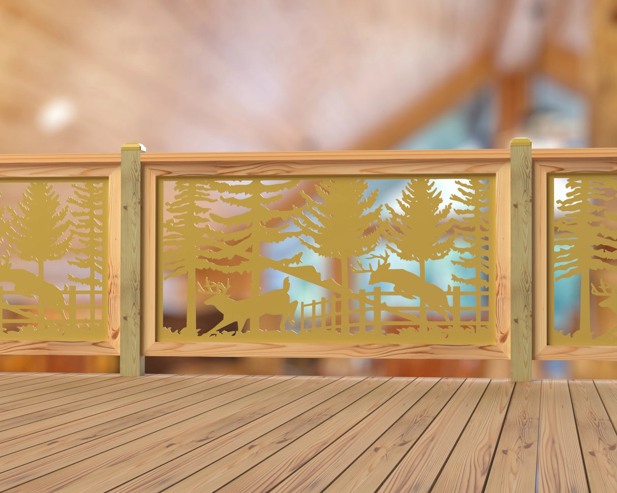 Deer Jumping Scene Railing Panel Insert