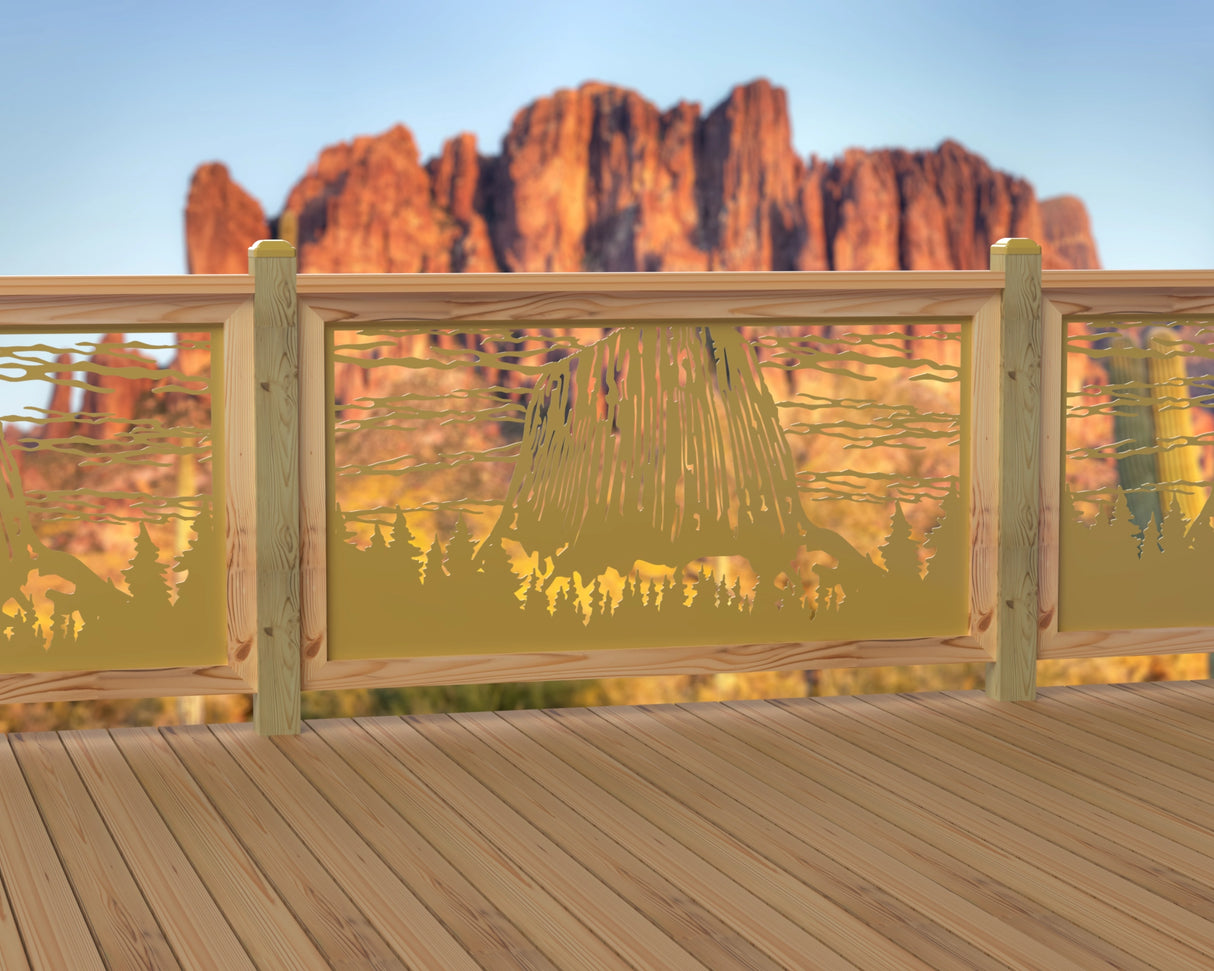 60"x30" - Devils Tower National Monument Fence/Gate Panel Insert - Madison Iron and Wood