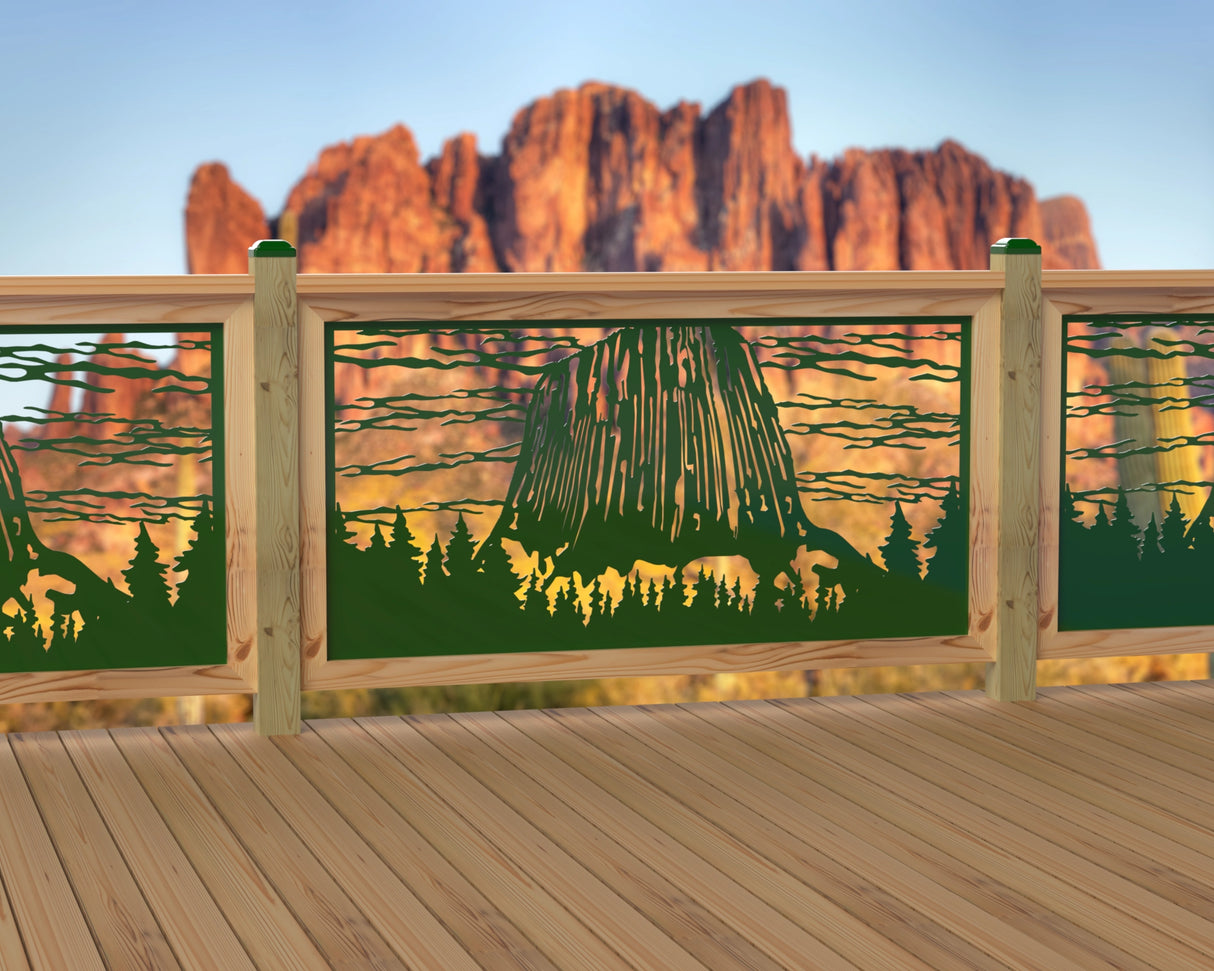 60"x30" - Devils Tower National Monument Fence/Gate Panel Insert - Madison Iron and Wood