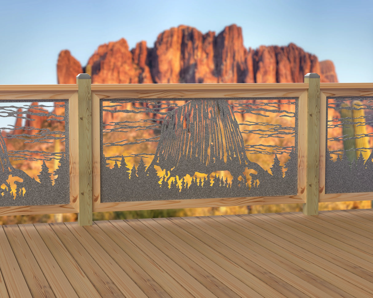 60"x30" - Devils Tower National Monument Fence/Gate Panel Insert - Madison Iron and Wood