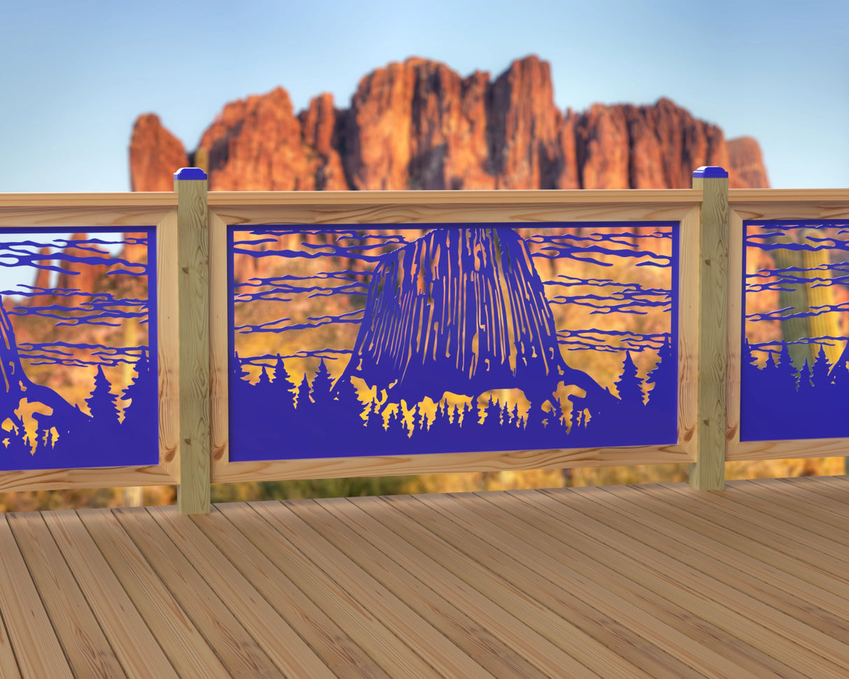 60"x30" - Devils Tower National Monument Fence/Gate Panel Insert - Madison Iron and Wood