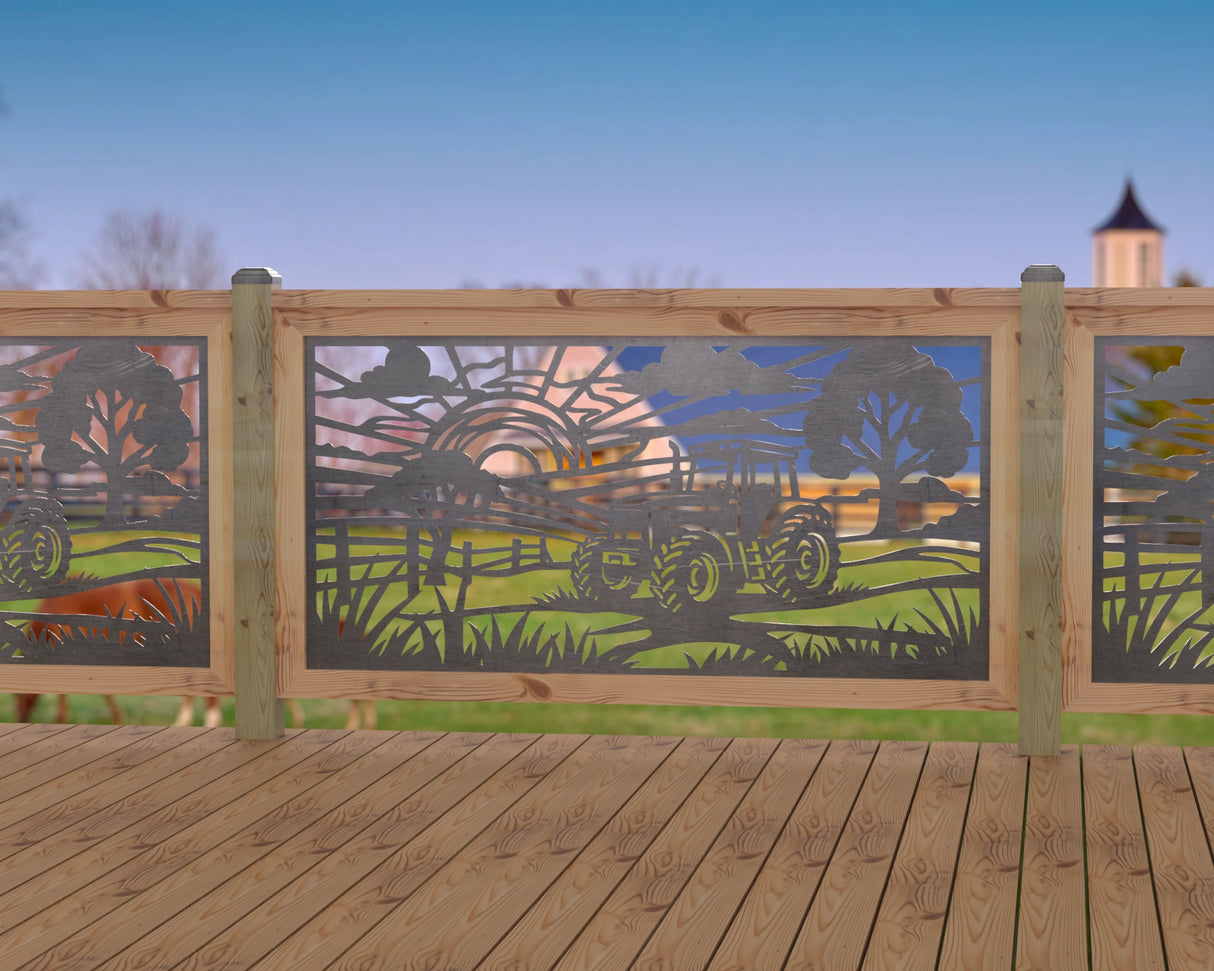 Farm Scene Railing Panel Insert - Madison Iron and Wood