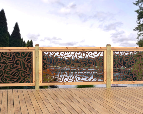 60"x30" - Flowing Leaves Fence/Gate Panel Insert - Madison Iron and Wood