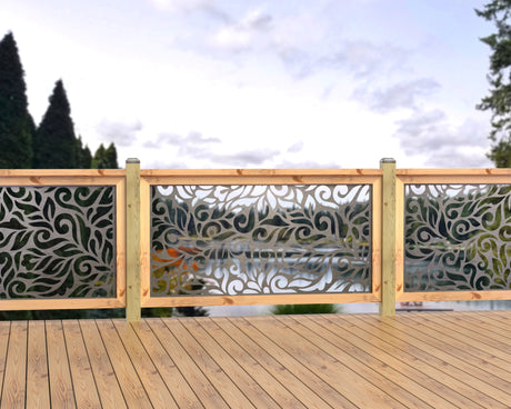 60"x30" - Flowing Leaves Fence/Gate Panel Insert - Madison Iron and Wood