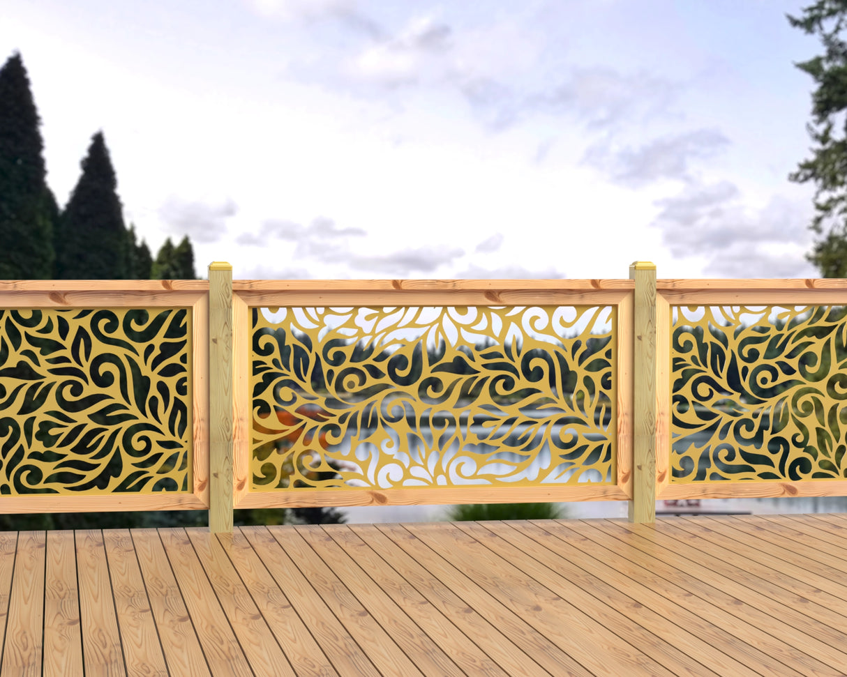 60"x30" - Flowing Leaves Fence/Gate Panel Insert - Madison Iron and Wood