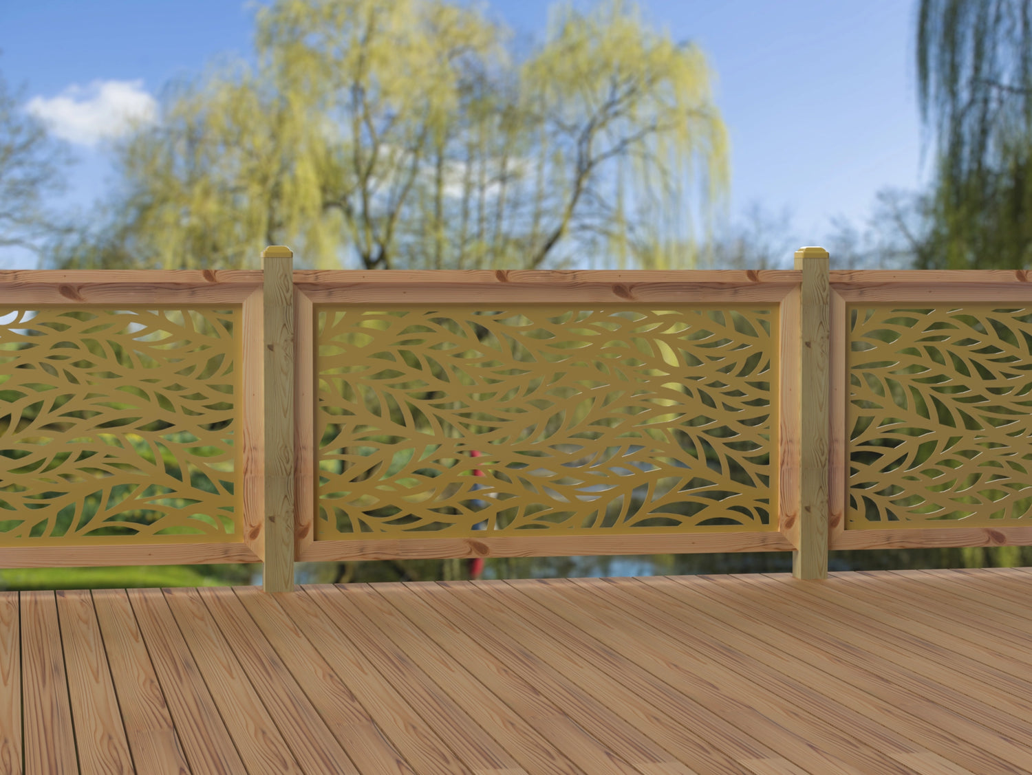 60"x30" - Willow Leaves Fence/Gate Panel Insert - Madison Iron and Wood