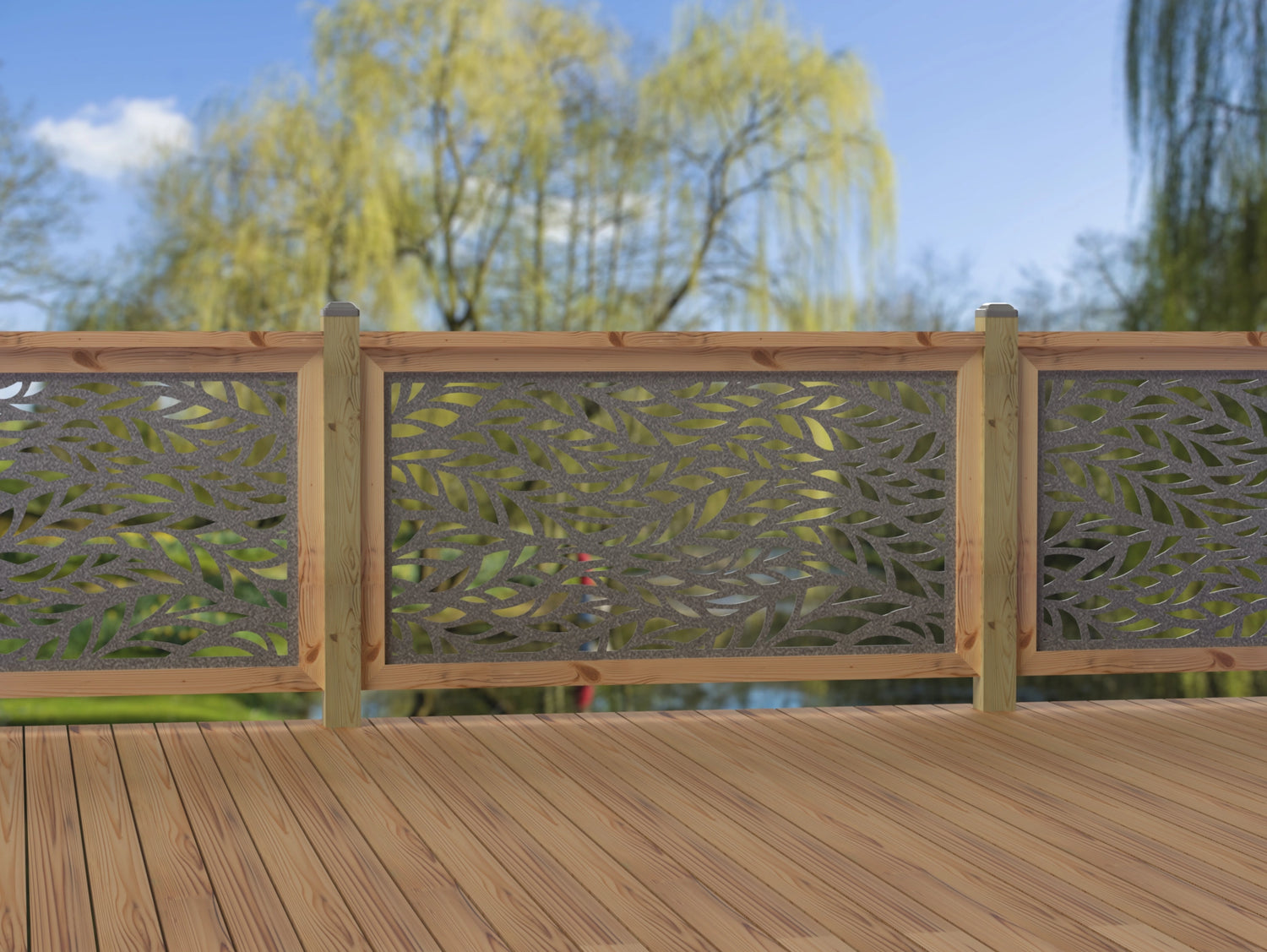 60"x30" - Willow Leaves Fence/Gate Panel Insert - Madison Iron and Wood