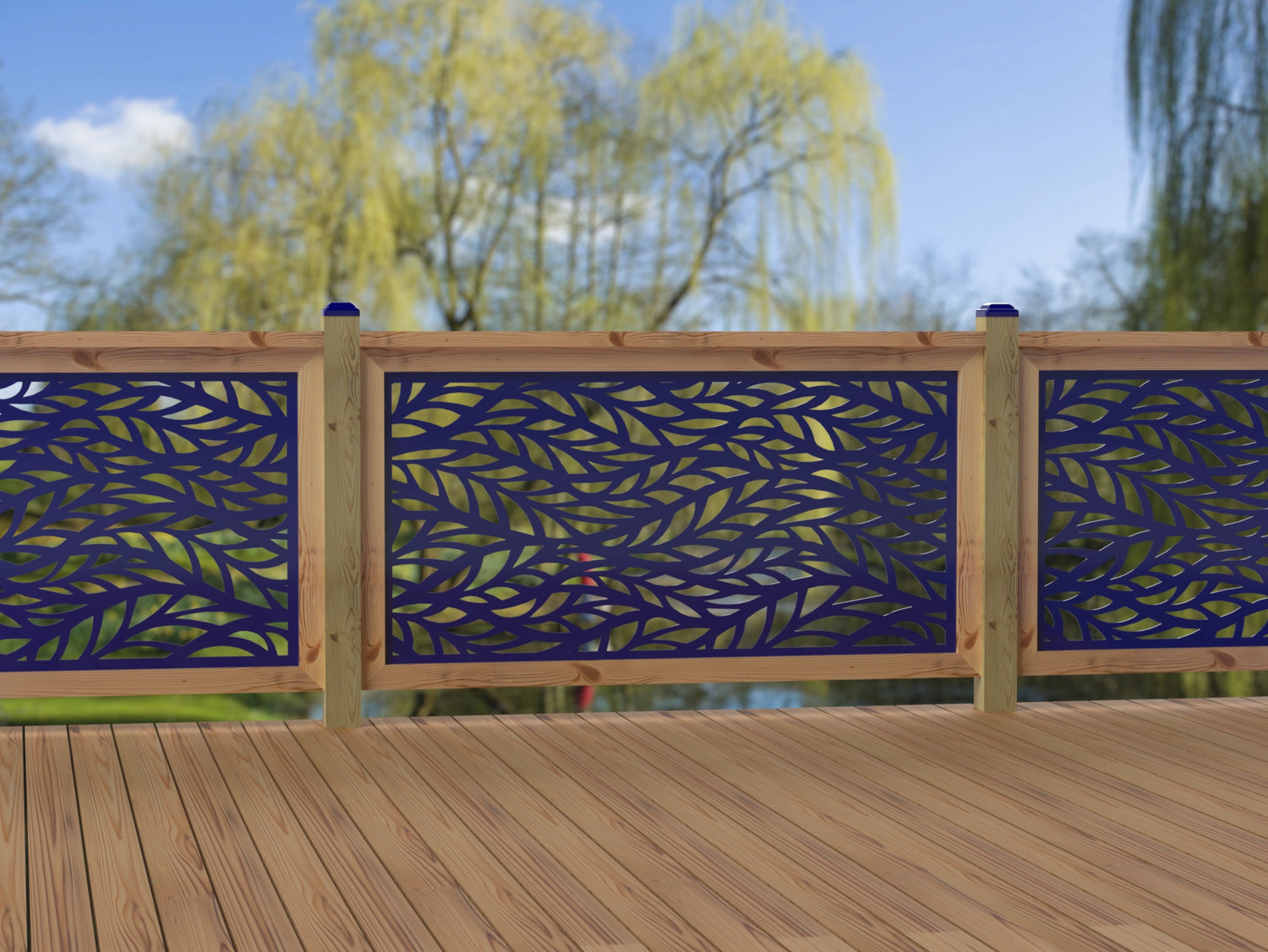60"x30" - Willow Leaves Fence/Gate Panel Insert - Madison Iron and Wood