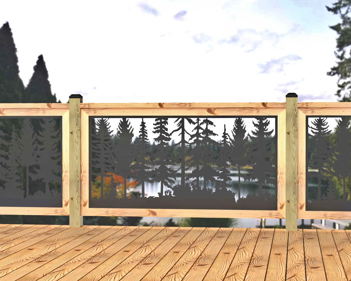 Forest Landscape Railing Panel Insert - Madison Iron and Wood