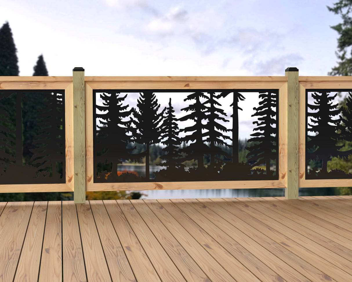 60"x30" - Forest Landscape Fence/Gate Panel Insert - Variation 2 - Madison Iron and Wood