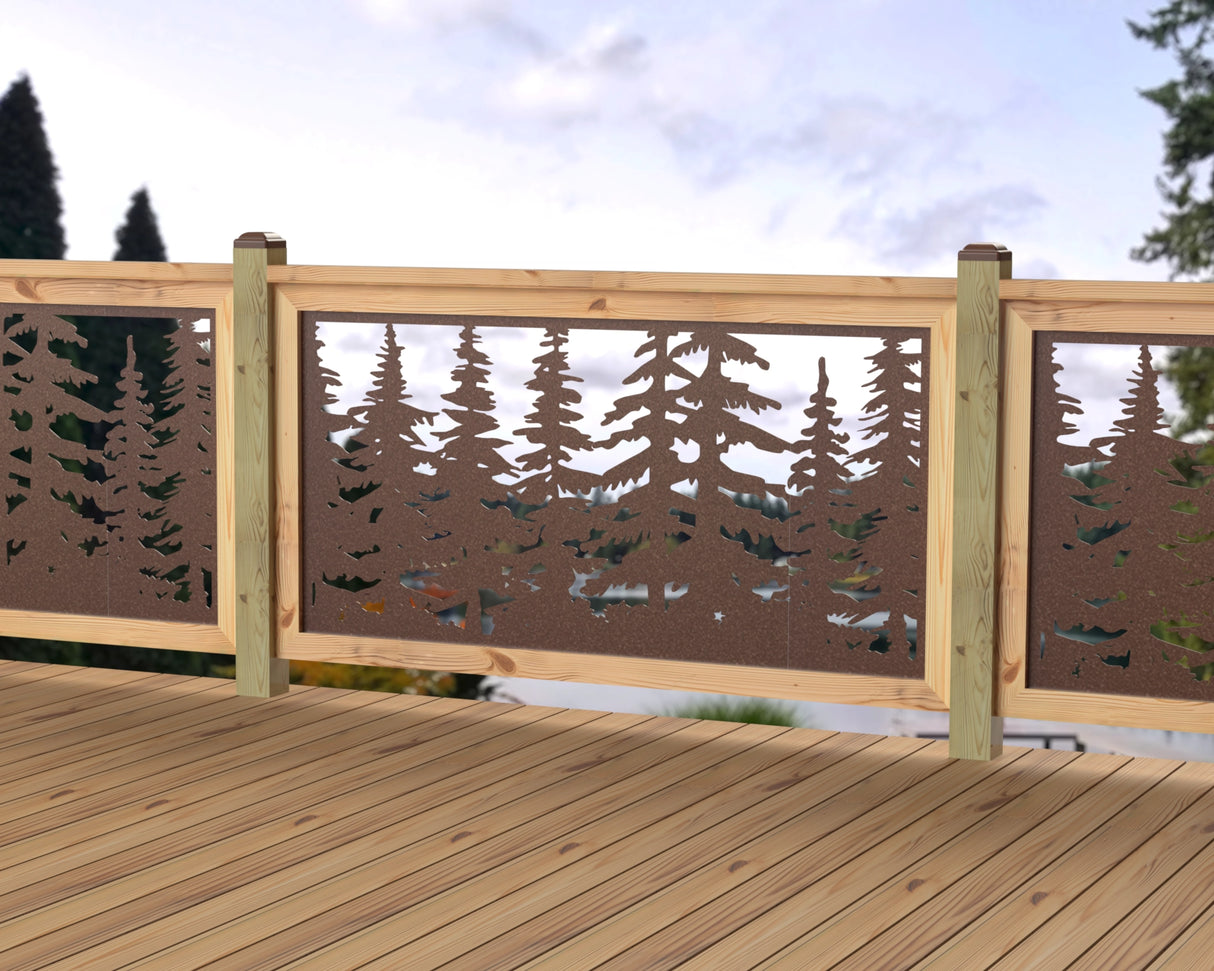 60"x30" - Forest Landscape Fence/Gate Panel Insert - Variation 4 - Madison Iron and Wood