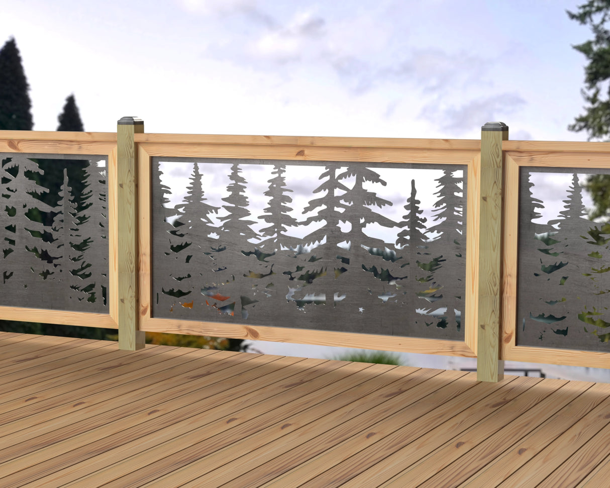 60"x30" - Forest Landscape Fence/Gate Panel Insert - Variation 4 - Madison Iron and Wood