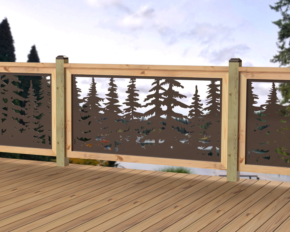 60"x30" - Forest Landscape Fence/Gate Panel Insert - Variation 4 - Madison Iron and Wood