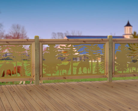 60"x30" - Horses Landscape Fence/Gate Panel Insert - Madison Iron and Wood