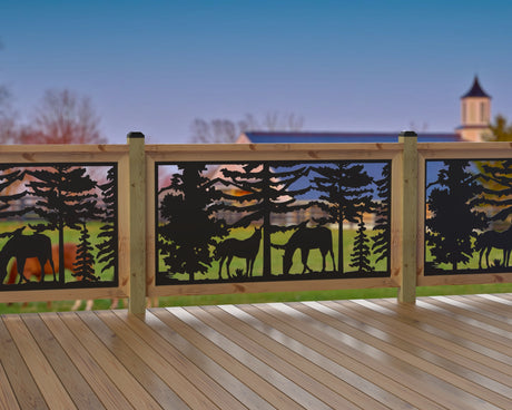 60"x30" - Horses Landscape Fence/Gate Panel Insert - Madison Iron and Wood